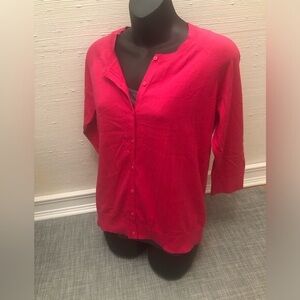 REITMANS R-ESSENTIALS CREW NECK 3/4 SLEEVE BUTTON-DOWN CARDI NWT